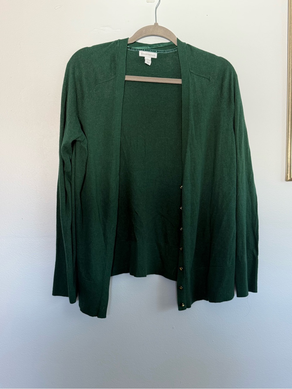 Charter Club Dark Green Open-Front Cardigan